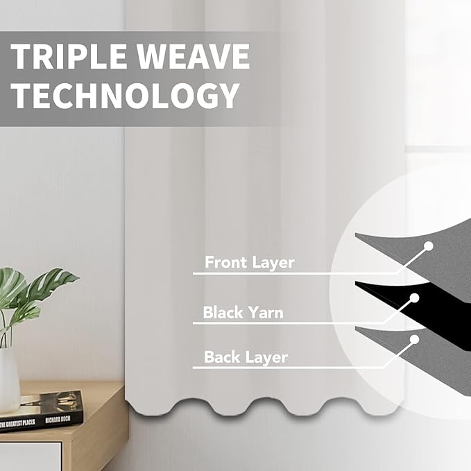 Easy-Going Blackout Curtains for Bedroom, Solid Thermal Insulated Grommet and - Image 3