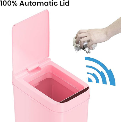 iTouchless 3 Gallon Sensor Pink Bathroom Trash Can, 10 Liter Small Slim - Image 3