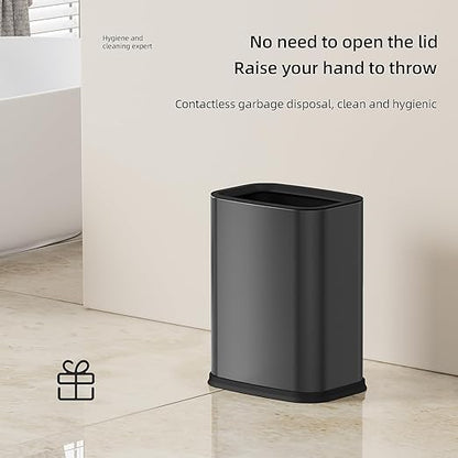 2.6 Gal Black Bathroom Trash Can, Metal Waste Baskets - Image 6