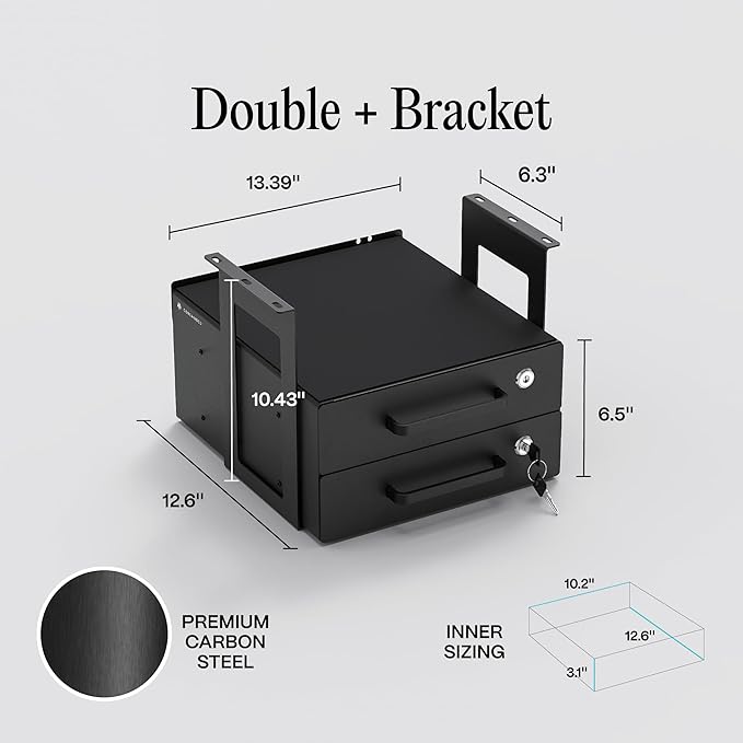 Under Desk Drawer Slide-Out – Lockable Metal Storage Drawers - Image 2