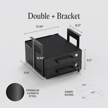 Under Desk Drawer Slide-Out – Lockable Metal Storage Drawers - Image 2