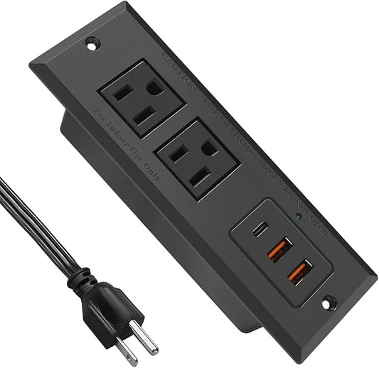 20W Recessed Power Strip USB C Fast Charge Desk Power Outlet Type C Flush by 4LEAF