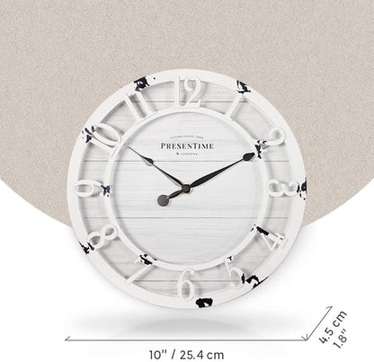 Presentime & Co 10" Farmhouse Series Wall Clock, Shiplap Style, Raised 3D - Image 6