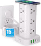Power Strip Tower with Wireless Charger, Flat Plug Surge Protector Tower with by Unknown