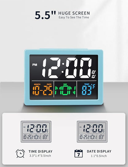 Digital Alarm Clock, with 5.5" Large LED Time Display, Adjustable Alarm Volume - Image 2