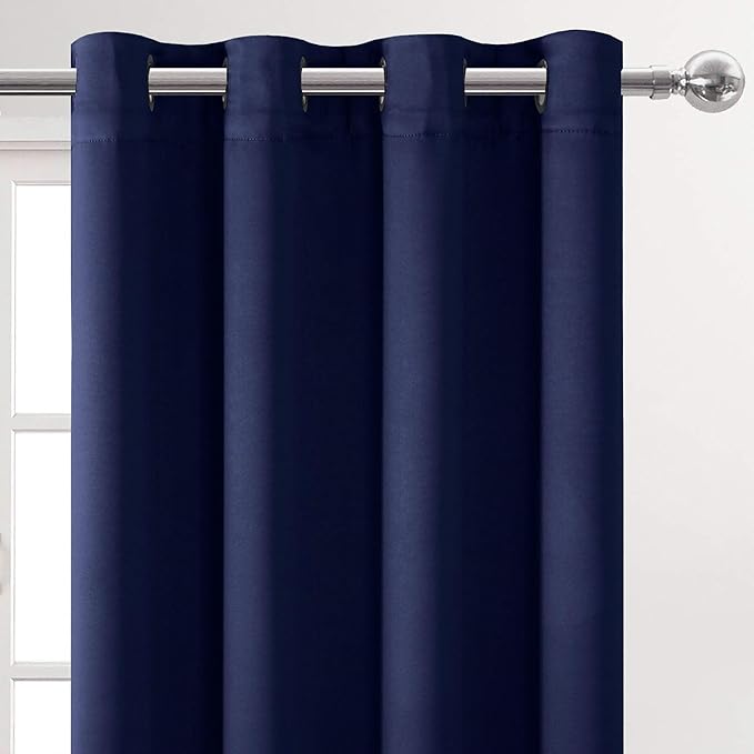 DWCN Navy Blue Room Darkening Blackout Curtains, Thermal Light Blocking Drapes - Image 8
