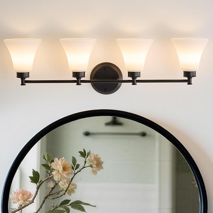 LOUSACE 4 Light Bathroom Vanity Light Matte Black Bathroom Lighting Fixtures - Image 2