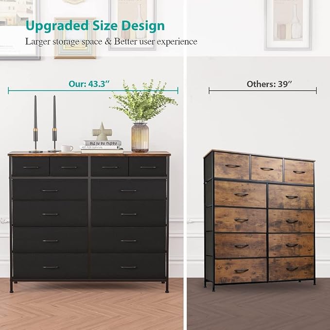 Large Dresser for Bedroom with 12 Deep Drawers, Tall Fabric Drawer Dresser - Image 6