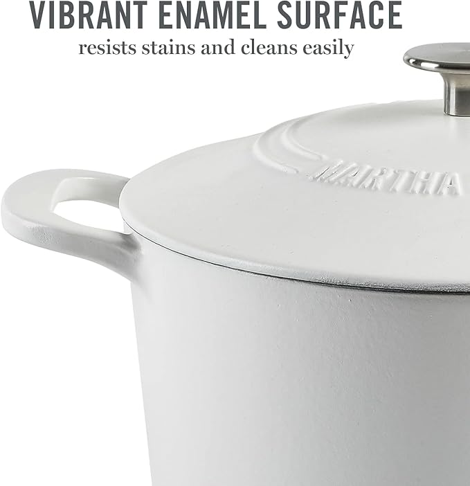 MARTHA STEWART Gatwick 7-Quart Enamel Cast Iron Dutch Oven Pot - Image 3