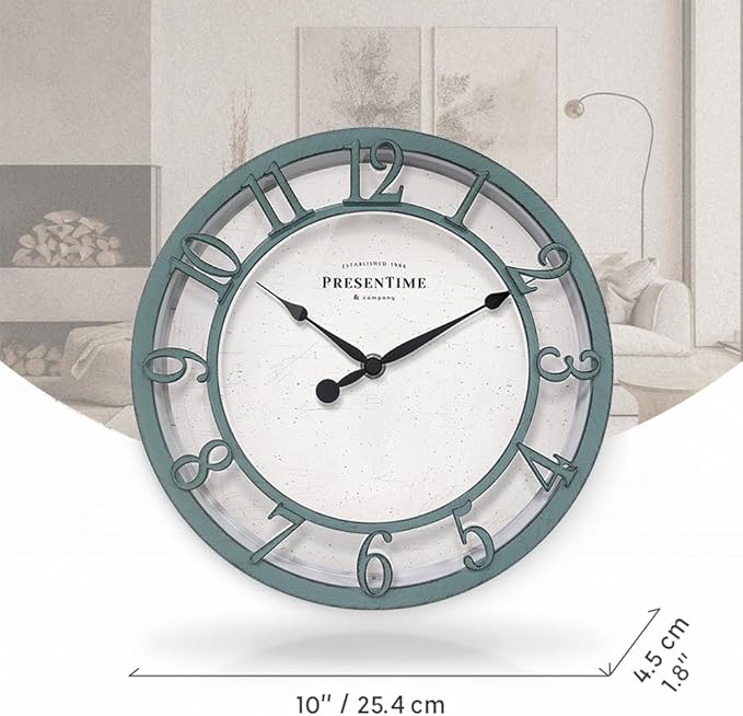 Presentime & Co 10" Farmhouse Series Wall Clock, Shiplap Style, Silent No - Image 7