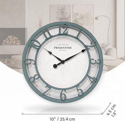 Presentime & Co 10" Farmhouse Series Wall Clock, Shiplap Style, Silent No - Image 7