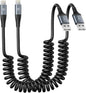 iPhone Charger Cable 6FT for Car, Coiled Lightning Cable 2 Pack 6 Feet by KIYODA