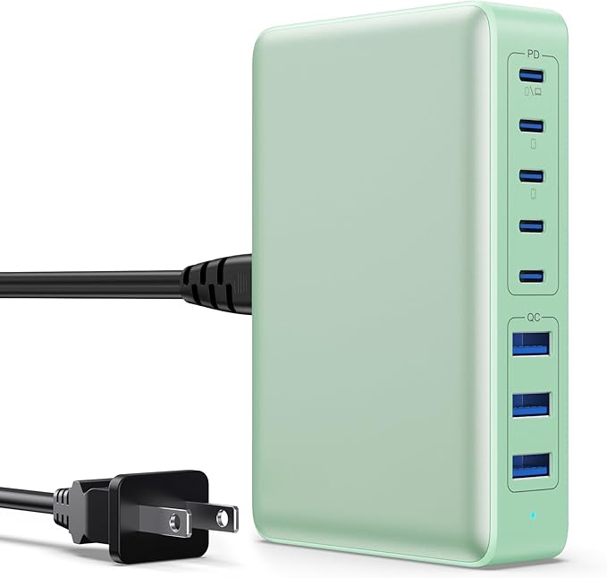 USB C Charger 300W USB C Charger Block 8-Ports GaN IV Fast Charging Station by APHUWJ
