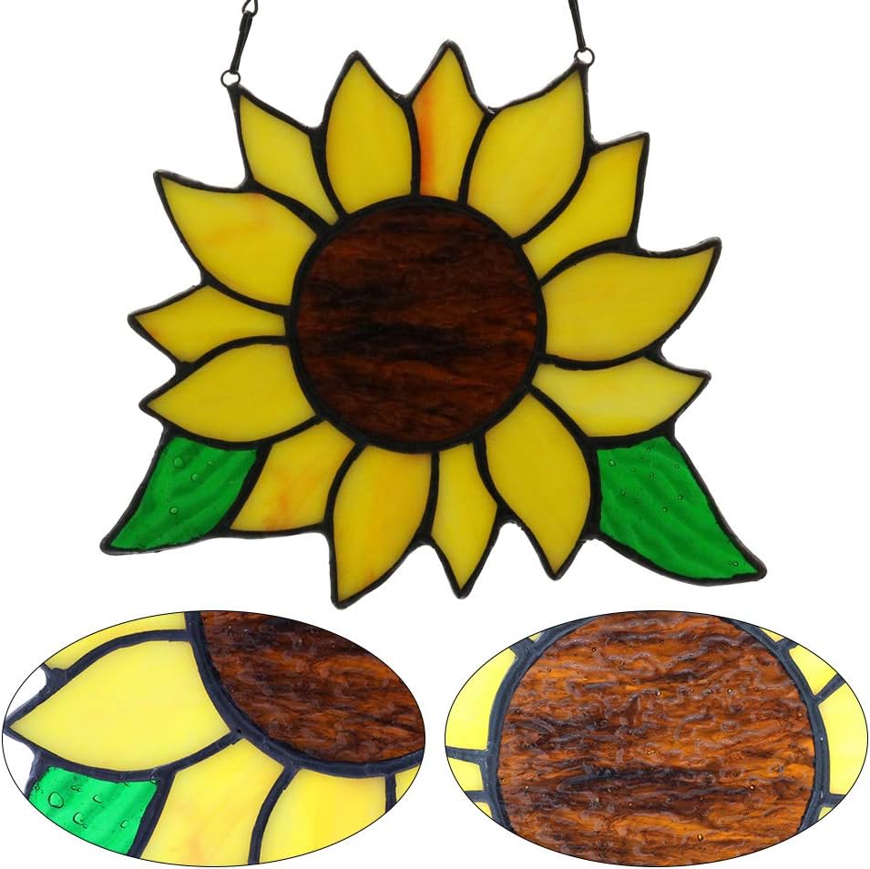 Sunflower Stained Glass Window Hanging,Sunflowers Suncatcher Gifts | Sunflowers Gifts Stained Glass Window Hanging,Handmade Sunflower Suncatcher for Window, Sunflower Gifts for Women,Grandmother