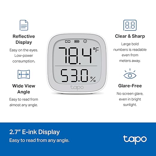 Tapo Smart Temperature and Humidity Monitor, 2.7" E-Ink Display, Swiss-Made - Image 3