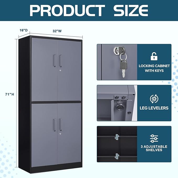 MIIIKO Metal Garage Storage Cabinet - Image 3