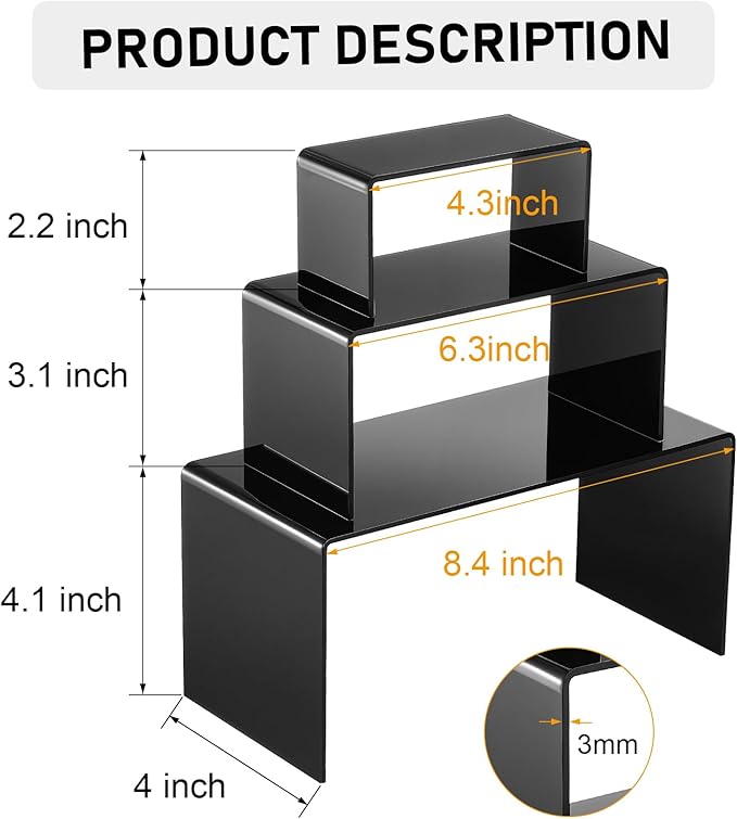 Chuangdi 2 Sets Acrylic Display Risers, Product Stand, Jewelry Display Riser - Image 2