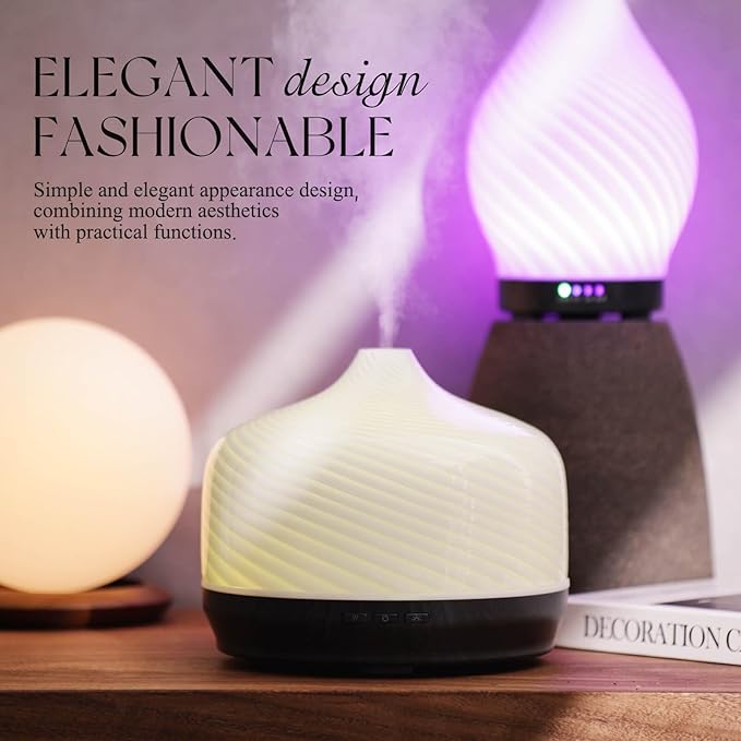 Porseme 500ml Glass Essential Oil Diffuser Aromatherapy Ultrasonic Cool Mist - Image 4