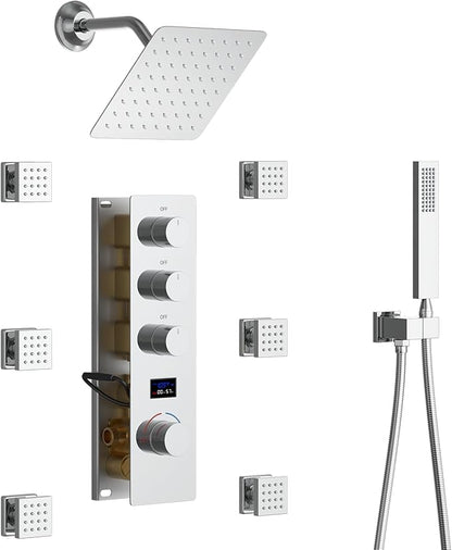 KATAIS Digital Tempreature Display Full Body Shower System Wall Mounted 8 Inch by KATAIS