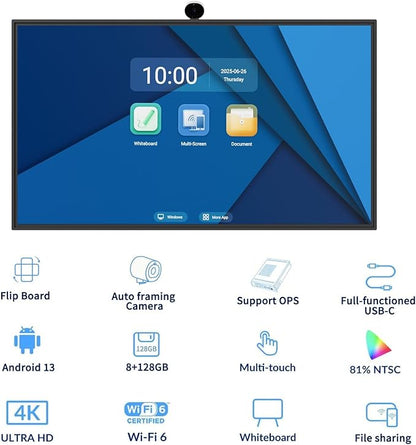 TIBURN Flip Board 55" S2 Smart Board, 4K UHD Smart Whiteboard - Image 2