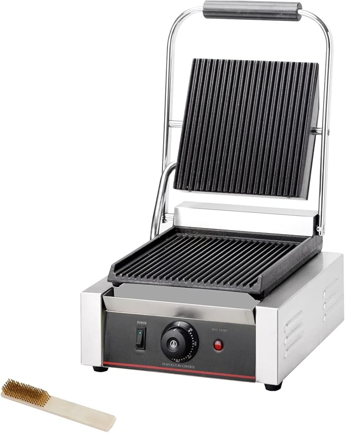 Commercial Panini Press With Grooved Grill Sandwich Maker Machine Electric by KOUWO