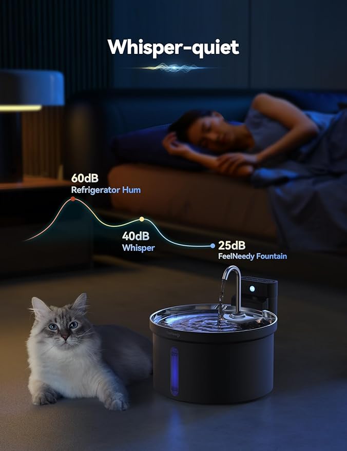Wireless Cat Water Fountain FEELNEEDY 4000mAh Battery Operated Cat Fountain - Image 7