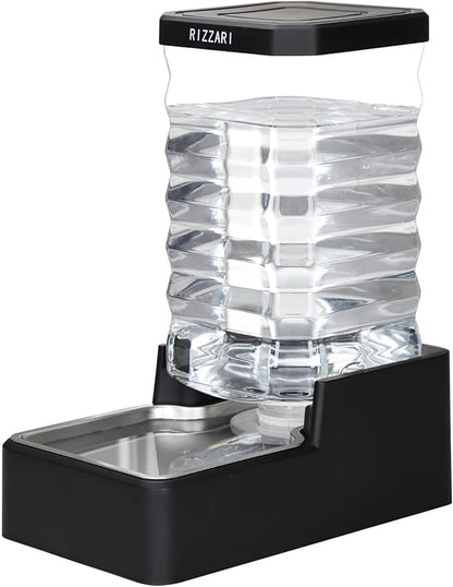 RIZZARI Stainless Steel Pet Water Dispenser: 10L Large Gravity Waterer by RIZZARI