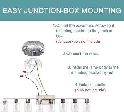 8 Light Bathroom Vanity Light, Large Brushed Nickel Vanity Lights Fixtures - Image 9