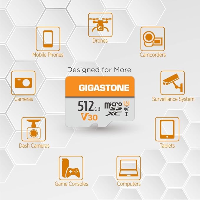GIGASTONE 512GB Micro SD Card 4-Pack, A1 V30 4K Video Recording, Surveillance - Image 4
