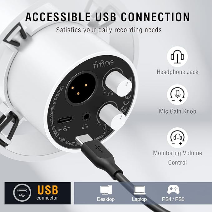 FIFINE Studio XLR Dynamic Microphone, USB PC Podcast Microphone - Image 4