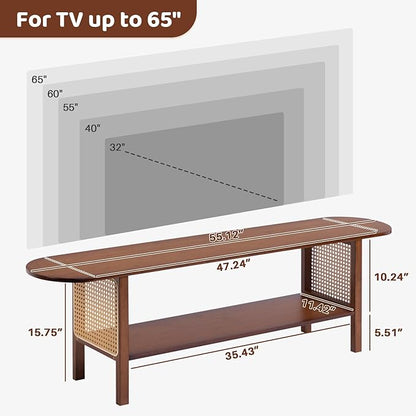 HollyHOME Bamboo TV Stand with Storage - Image 3