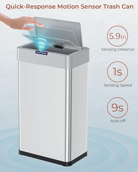 TLSUNNY 16 Gallon Motion Sensor Trash Can, Touchless Automatic Garbage Can - Image 3