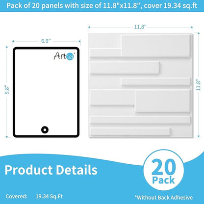 Art3d 20 Pack Decorative 3D Wall Panels, 19 Sq.Feet PVC Interior Wall Décor - Image 2