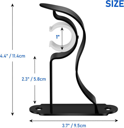 TOKPLNU Curtain Rod Bracket, Heavy Duty Curtain Rod Holders, Black Rod Hooks Hangers Drapery Single Decorative Rods Wall Brackets for 1 Inch Drape Poles, 4 Pack