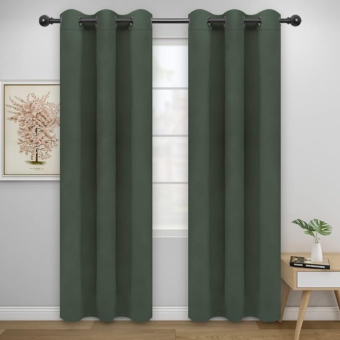 Easy-Going Blackout Curtains for Bedroom, Solid Thermal Insulated Grommet and by Easy-Going