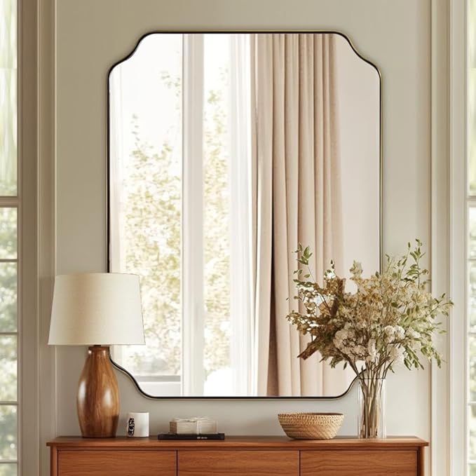 ANDY STAR 30"x40" Gold Bathroom Mirror, Large Scalloped Wall Mirror, Brushed - Image 3