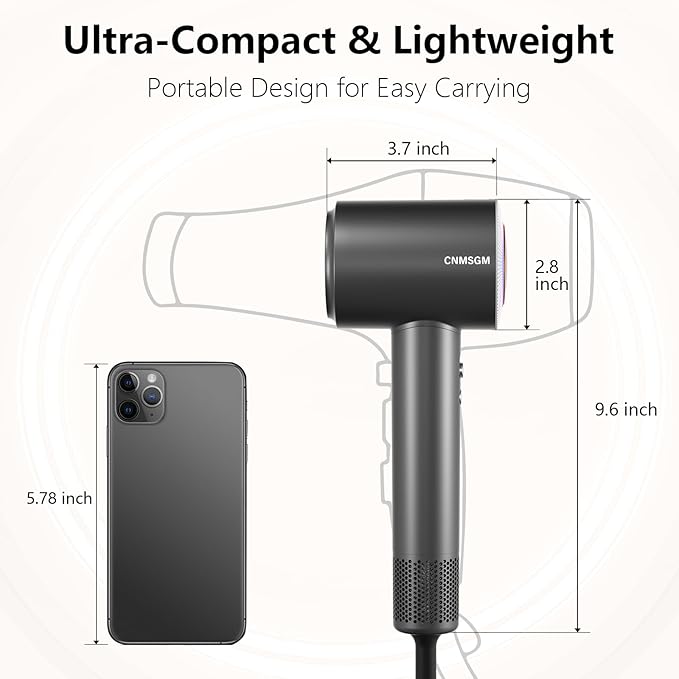 Hair Dryer, High Speed Ionic Blow Dryer, 5X-Fast Drying, 2 Billion Negative Ions - Image 8