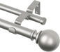 KAMANINA Double Curtain Rods 66 to 120 Inches, Adjustable, Antique Silver | Heavy Duty 1 Inch, Dual Drapery Rod for Sliding Glass Door, Bedroom, Fewer Rods, Easy Install, Decorative Round Finials