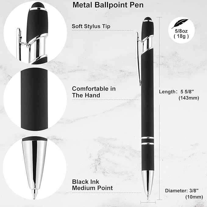LINFANC 12 Pack Black Silver Ballpoint Pen - Image 4