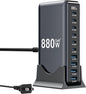 880W USB C Charger Block, 10-Port USB C Charging Station GaN IV Travel by SMSASOEO