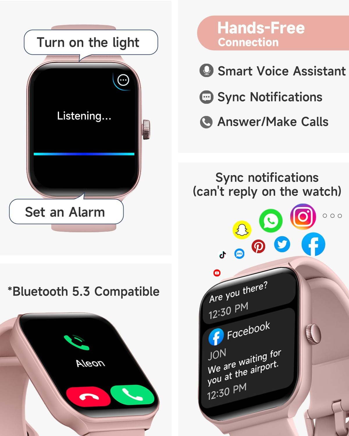 1.95" smart watch for women with alexa, fitness shown in use