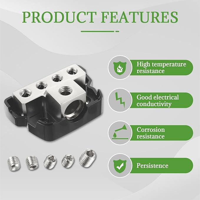 BOJACK 4 Way Power Distribution Connecting Block 1x0/2/4 Gauge Input 2x4/8 - Image 4