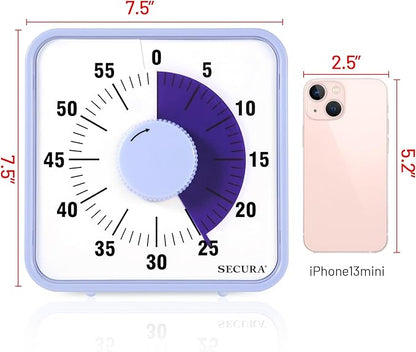 Secura 7.5 Inch Visual Timer, 60 Minute Oversize Visual Countdown Timer - Image 7