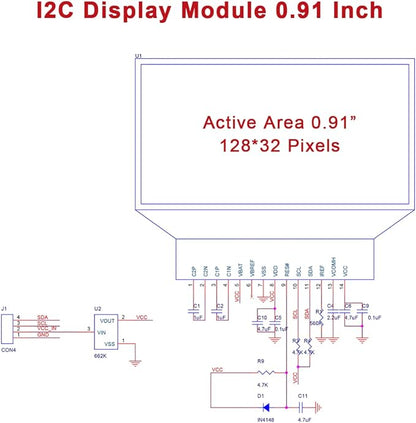 Hosyond 5 Pcs 0.91 Inch I2C OLED Display Module IIC OLED Screen DC 3.3V~5V - Image 7