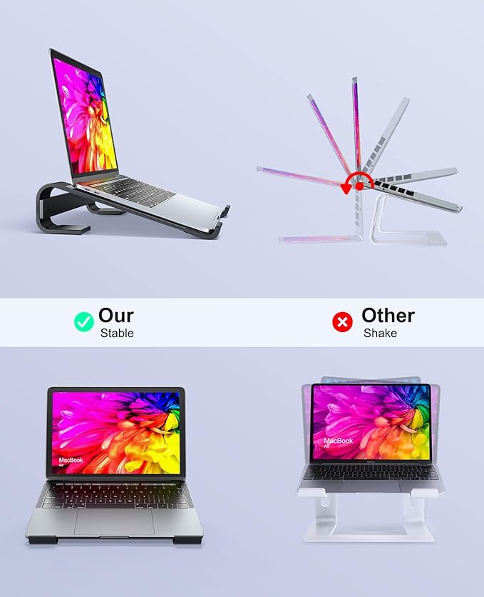 Soqool Laptop Stand for Desk, Ergonomic Detachable Laptop Riser, Aluminum - Image 4