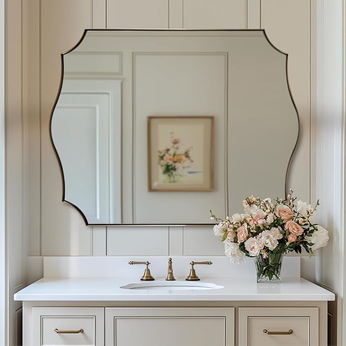 ANDY STAR Bathroom Mirror, 28x36 Inch Brushed Gold Vanity Mirror, Stainless - Image 3