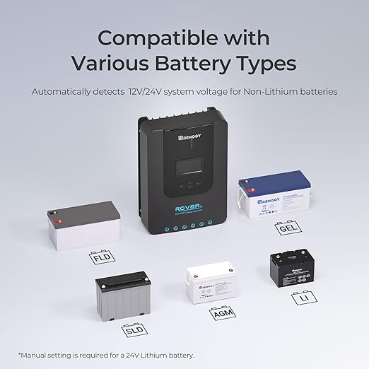 Renogy Solar Charge Controller Rover 20A 12V24V Auto DC Input MPPT Charge - Image 6
