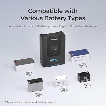 Renogy Solar Charge Controller Rover 20A 12V24V Auto DC Input MPPT Charge - Image 6
