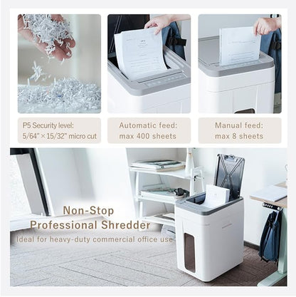 Heavy Duty Paper Shredder: 400 Sheets Auto Feed - Image 2