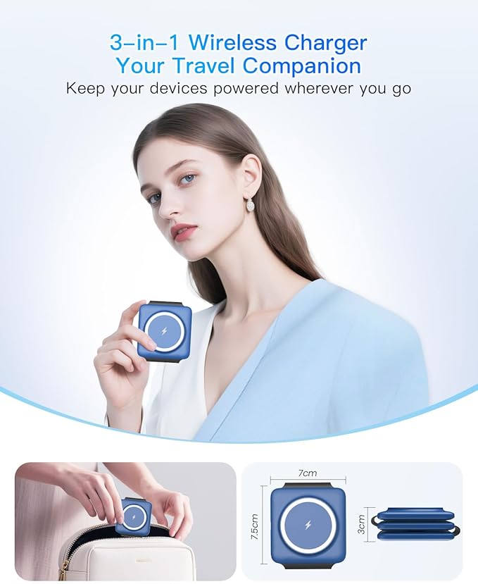 Iseyyox Charging Station for Apple Devices - 3 in 1 Magnetic Foldable Wireless - Image 9